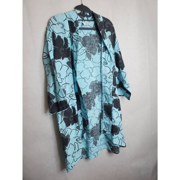 CMC Color Me Cotton Open Front Floral Jacket 100% Linen Made in USA Lagenlook - Picture 5 of 10